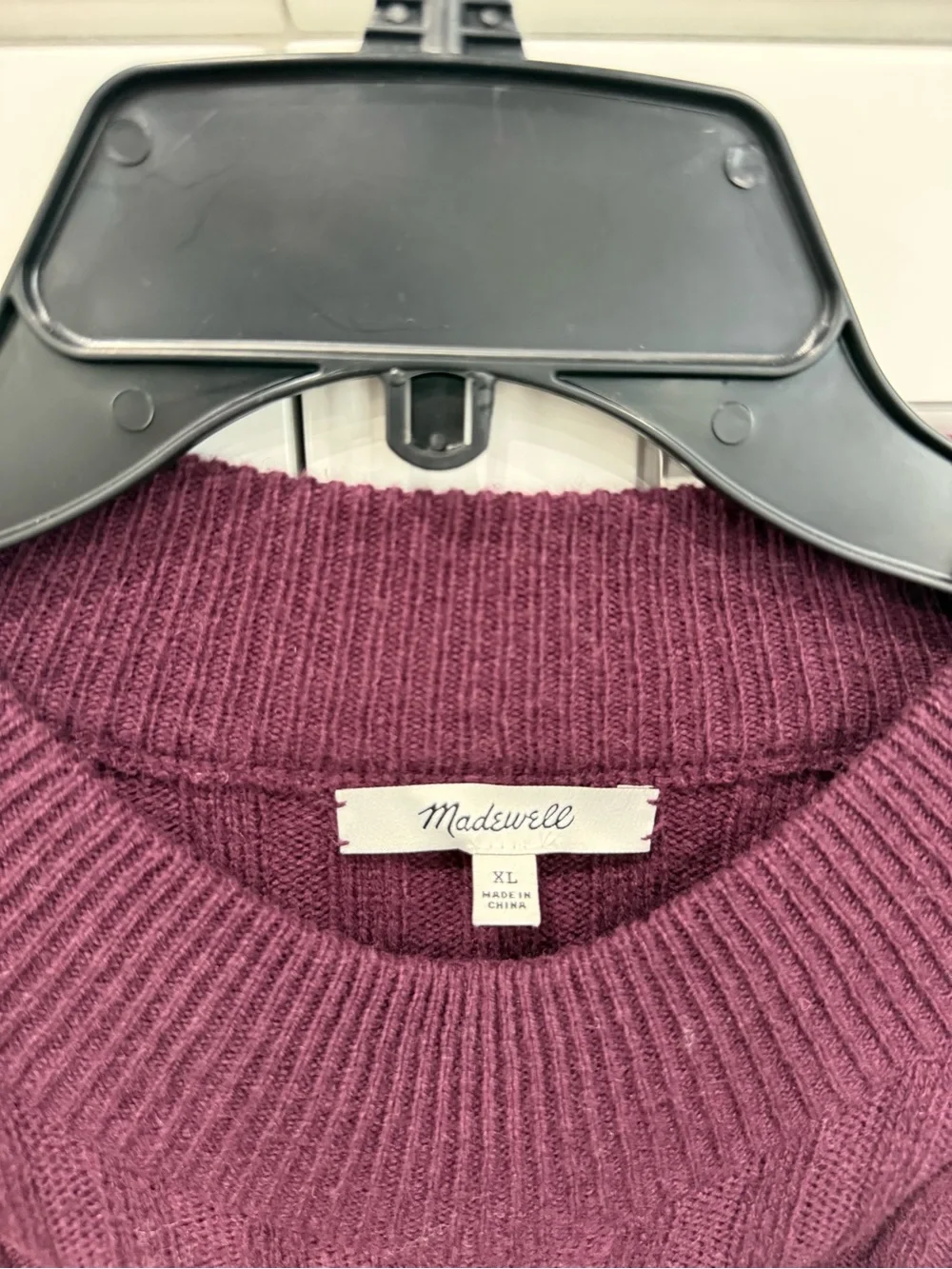 Madewell NEW Size XL Mockneck Crop Sweater Color Hthr Plum MSRP $88